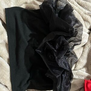 Black Sleeveless Ruffled Asymmetrical Blouse